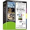 Cartuchos de tinta 910XL para impresoras HP OfficeJet Pro 8010e 8015e 8020e 8024e 8025e 8028e 8035e 3JB41AN paquete de 4 (cian, magenta, amarillo, negro)