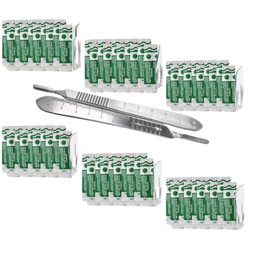 IMEDS Carbon Steel Sharp Blades Sterile Assorted Pack of 120 with Stainless Steel Scalpel Handles Graduated #3#4 All-in-One Kit to Make Finest Precision Cuts Multi-Function Scientific Lab Supplies