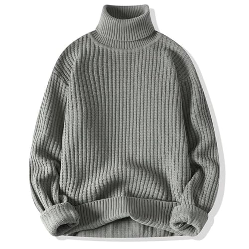 Men’S Turtleneck Long Sleeve Thread Sweater Solid Color Thick Knitted Warm Business Casual Pullover Sweater2