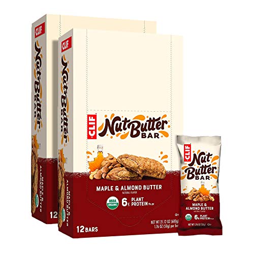 CLIF Nut Butter Bar - Organic Snack Bars - Maple Almond Butter Flavor - (1.76 Ounce Protein Snack Bars, 24 Count)