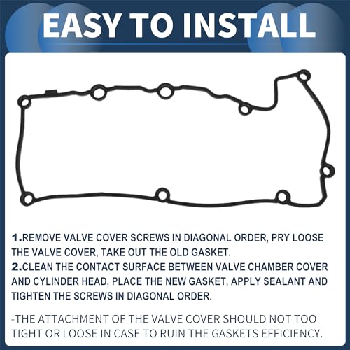 Image of Valve Cover Gasket, Cylinder Head Valve Seal Gasket for Q5 2013-2017 Black, Rocker Cover Gasket 1 Pcs