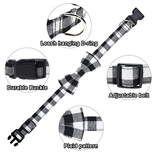 Malier 2 Pack Dog Collar with Bow tie, Cute Plaid Pattern Dog Collar with Bow tie and Durable Buckle Collar for Small… - Image 4