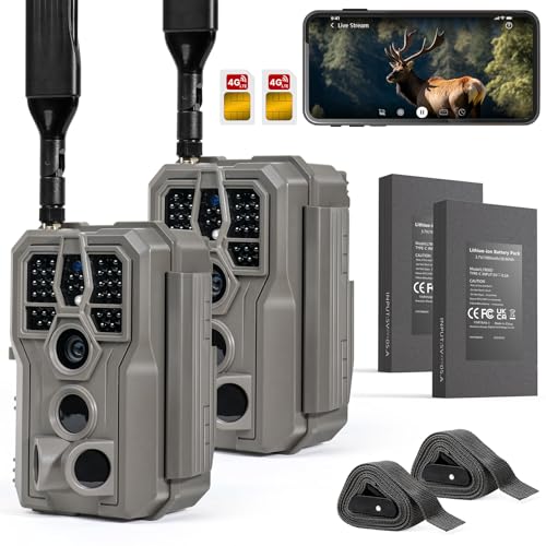 GardePro X66 Pro 2-Pack Cellular Trail Cameras (Non-WiFi), 7800mAh Batteries, Live View, Instant Alerts, Shared Data Plan, Built-in GPS, Motion Detection