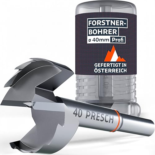 Presch Forstnerbohrer Ø 40mm - Extrem scharfer, langlebiger Astlochbohrer - Hochpräzise Zentrierspitze für perfekten Rundlauf - Zuverlässige Leistung dank optimierter Standzeit