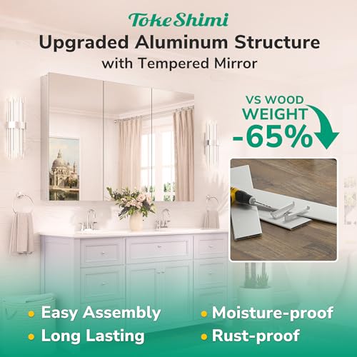 image for TokeShimi 20x26 Medicine Cabinet Mirror with Storage Tempered, Aluminu