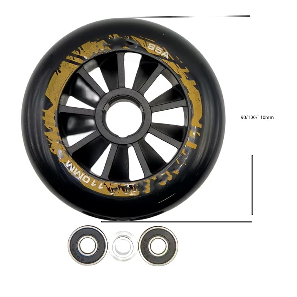 Paquete De 6 Ruedas para Patines En Línea, para Exteriores E Interiores, 85a, Ruedas De Repuesto para Zapatillas De Patinaje De Velocidad con Rodamientos Abec-11. White 110mm