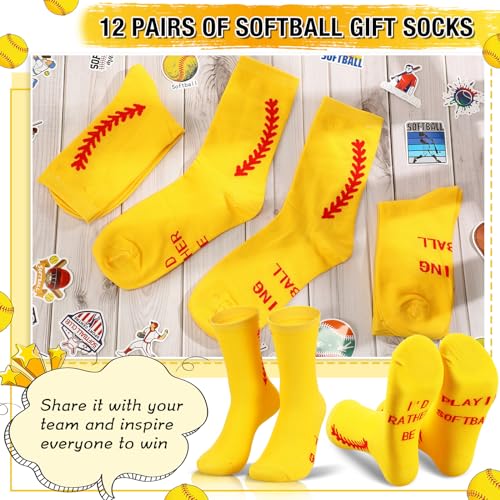 Shinymoon 12 Pairs Softball Socks 100 Pcs Softball Stickers for Sports Team Gifts4