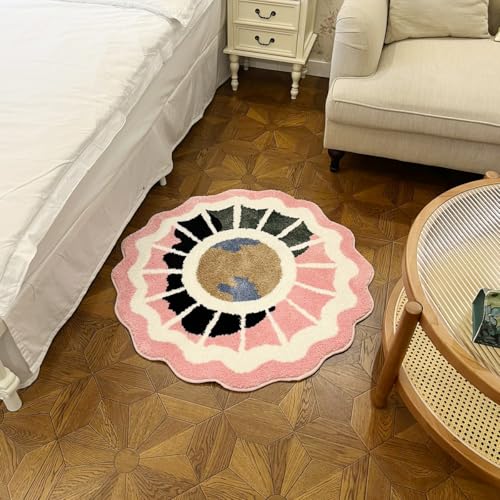 Tapete redondo tufted rosa LAKEA 35.4x35.4 pulg miniatura 6