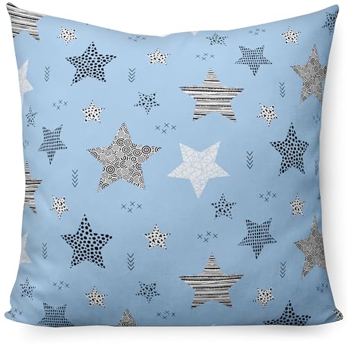 PinkZebra Sterne Blau Kinder Kopfkissenbezug 80x80