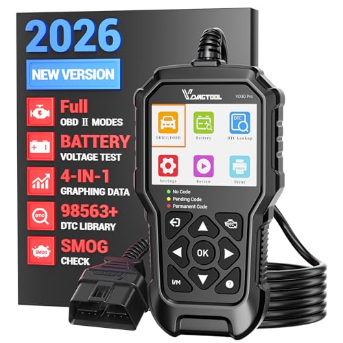 VDIAGTOOL VD30 Pro Car Code Reader, OBD2 Scanner Diagnostic Tool for Cars and Trucks, Check Engine Code Reader, OBD2 Scanner with Reset, escaner automotriz I/M Readiness for All OBDII Vehicles