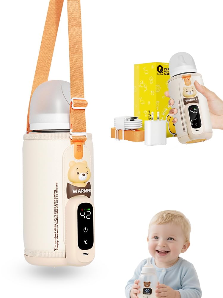 Portable Bottle Warmer for Travel, Baby Bottle Warmer for Breastmilk & Formula, Milk Warmer on the Go, Accurate Temperature Control, Retain Nutrients