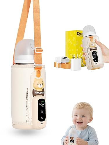 Calentador de biberones portátil para viajes, calentador de biberones para leche materna y fórmula, calentador de leche sobre la marcha, control