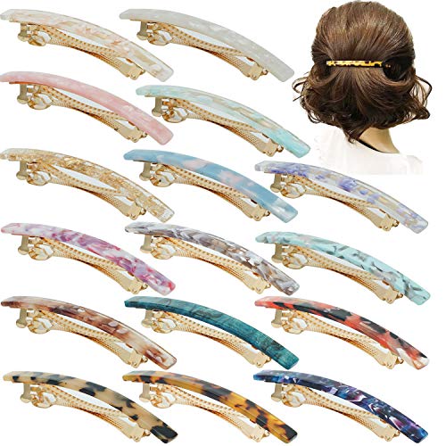 DeD 16 Pieces TortoiseShell Hair Clips Automatic Hair Clips for Women ,Acrylic French Barrettes for Fine Thick Hair