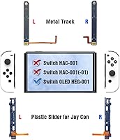 Vista 2 de ElecGear Reemplazo de riel deslizante para interruptor OLED HEG-001 y controlador Joy Con, riel en T de metal izquierdoderecho para NS OLED y barra