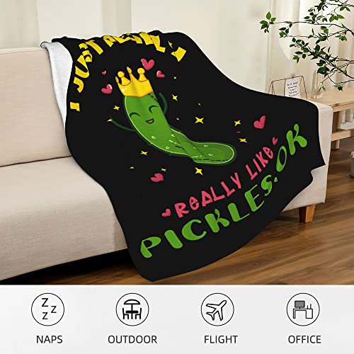 Dill Pickles Blanket Pickle Gifts For Women Girls Boys 50"X 40", Soft Flannel Cozy Warm Lap Throw Blanket For Kids Adults, Funny Pickle Blanket Quilt For Pickle Lovers Couch Bed #TOP3