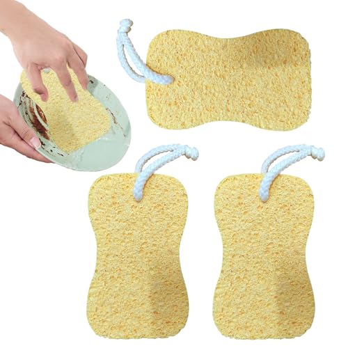 Esponjas De Cocina | Esponjas De Limpieza con Pulpa De Madera - Juego De 3 Unidades Absorbentes para Y Eliminar Suciedad En Hogar Cocina Coche Baño