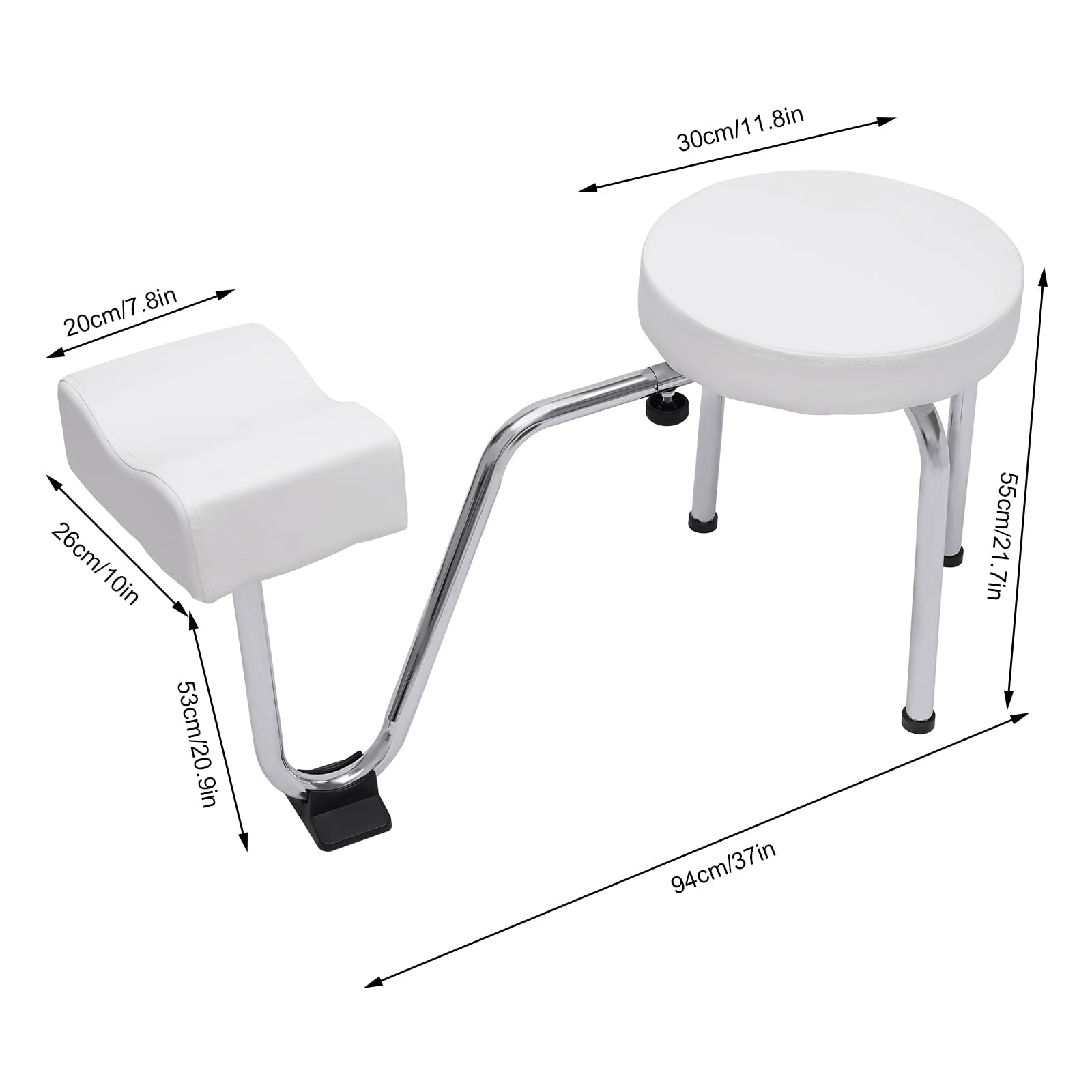 MINRS Silla para el cuidado de los pies, 2 en 1, taburete de pedicura, taburete para tatuaje, reposapiés ajustable, almohadilla de PVC para pedicura, soporte para uñas Tech, spa, belleza, salón,