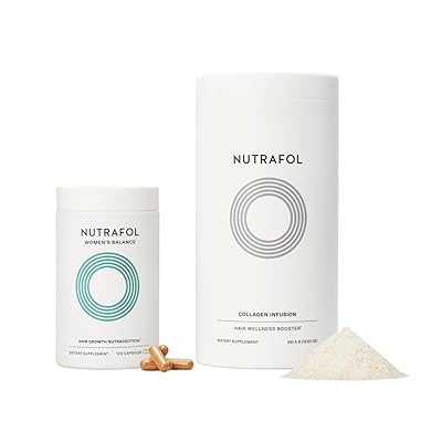 Nutrafol Women's Balance Hair Growth Supplement with Collagen Peptides, Ages 45+, Clinically Tested for Stronger, Visibly Thicker Hair, Dermatologist Recommended - 1 Month Supply, 12 oz Bottle