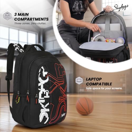 Image of Skybags Brat Pro Max 15.6 Inch Compatible Unisex 35L Laptop Backpack | Premium Durable Fabric| 3 Compartments | Padded Backpanel | Office & Casual Travel Backpack for Men & Women