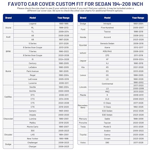 Image of Favoto Car Cover Waterproof All Weather Windproof for Sedans 194-208 Inches