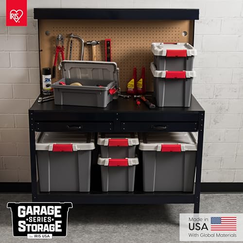 Image of IRIS USA 20 Gallon Lockable Storage Totes with Lids, 6 Pack - Gray, Heavy-Duty Durable Stackable Containers, Large Garage Organizing Bins Moving Tubs, Rugged Sturdy Equipment Utility Tool Box