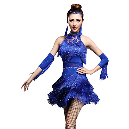G-LIKE Robes de danse latine - Valse pratique de danse moderne lisse pour femme et fille - Bleu - XL Cover