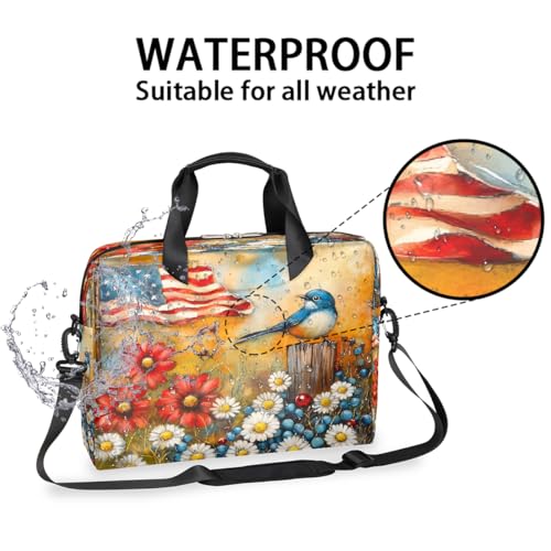 Bolso para portátil impermeable 16 pulgadas flores bandera USA miniatura 3