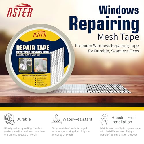 Image of VIVNITS Mosquito Net Repair Tape (200cm x 5cm) - Self Adhesive Fiberglass Mesh Patch Roll for Window & Door Screen Repair, Fix Broken Net Holes, Durable & Strong, Pack of 1 (200Cm X 5CM)