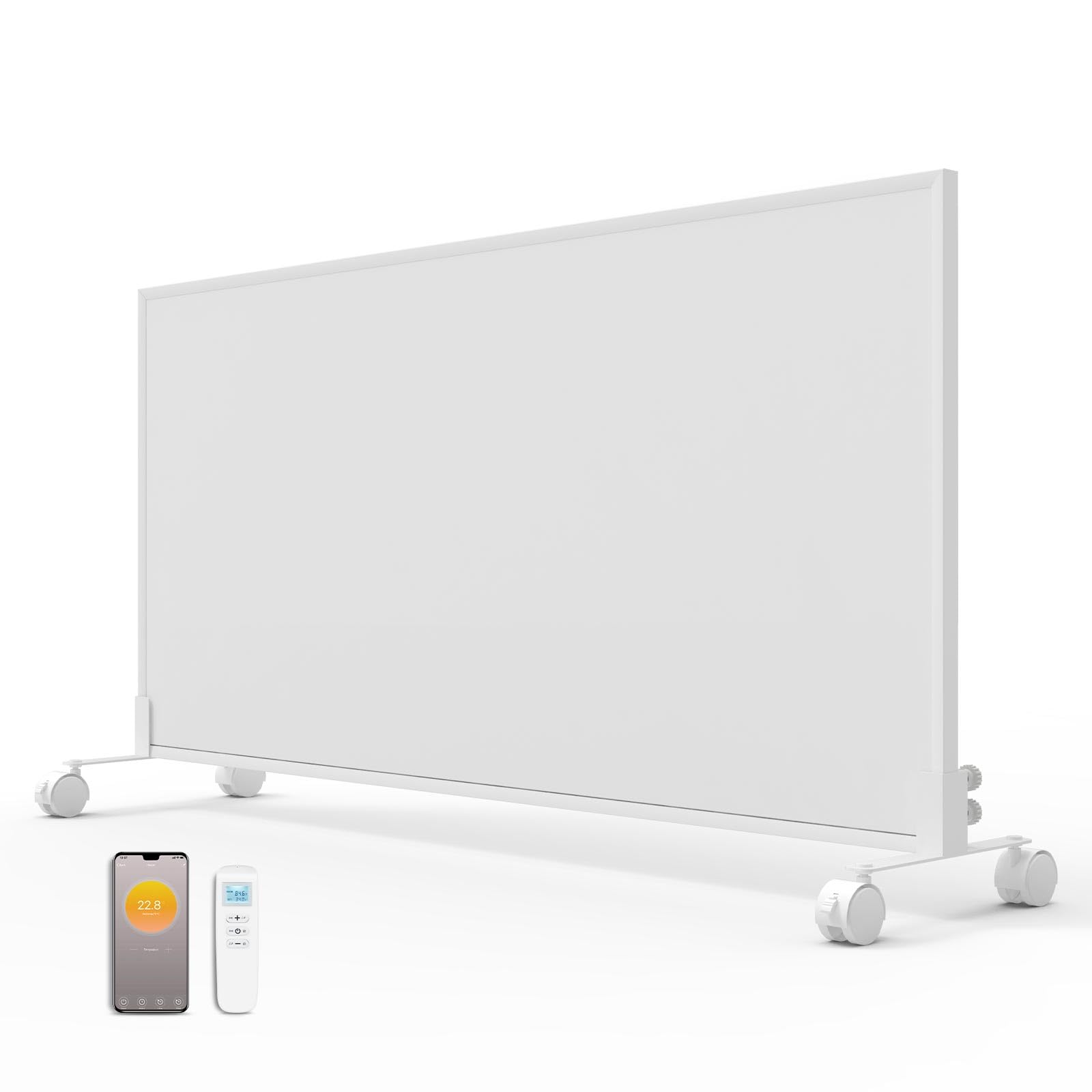 700w Infrared Heating Panel Built in Thermostat- WIFI with Roller, Far Infrared Panel Heater - Wall Mounted & Free Standing Eco-friendly Low Energy App Remote Control Heaters with Timer - 1220x618mm