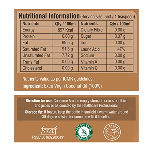 Image of Pure Nutrition Virgin Coconut Oil 250ml Pet Bottle | Cold Pressed, 100% Pure & Unrefined | Extracted from A1 Grade Coconut Milk | Good for Hair Growth, Skin, Baby Massage & Cooking | Reduce Hair-fall