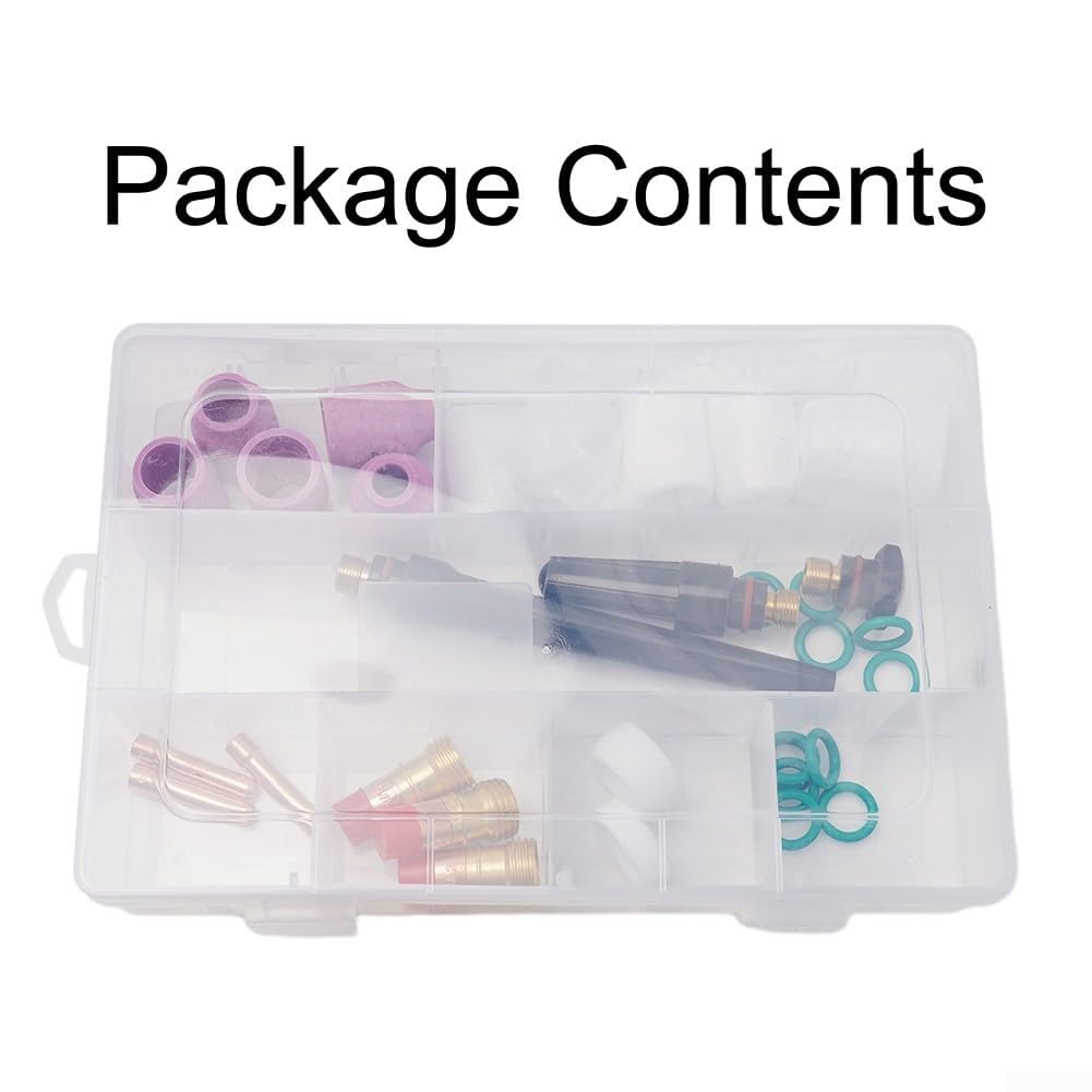 Kit di 31 torce per saldatura Tig per Wp-17 Wp-18 Wp-26 con lente a gas tozza e ugelli a tazza di vetro dimensioni 6 7 8 10 12 per lavori di fabbricazione in metallo