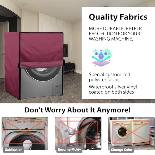 Image of Waterproof & Dustproof Top Front Load Washing Machine Cover for 6 kg 6.5 kg 7kg & 7.5 kg Compatible for IFB LG Samsung Whirlpool Bosch Haier | Siemensfor with Pipe Holes (Maroon)