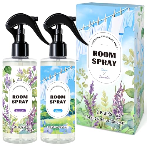 SCENTORINI Spray Ambientador 250ml x2, Aroma de Lino Fresco y Lavanda, Refrescante Natural para Hogar, Telas y Espacios Interiores