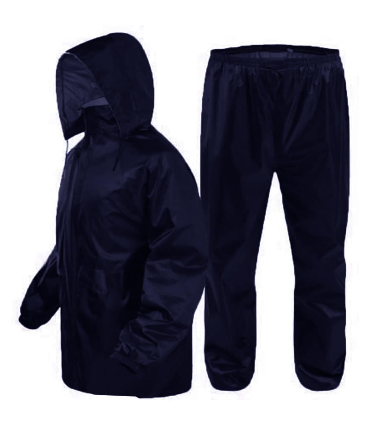 Men Waterproof Rain Jacket Long Sleeve Raincoat Nylon Fabric Men's Raincoat (Black & Navy Blue)-image-46