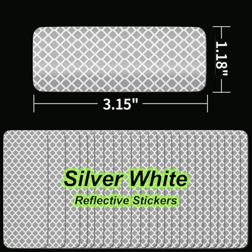 Image of PHIXBEAR 20 Pcs Super Reflection Reflective Stickers, Safety Reflective Tape for Car Bike Mailbox Helmet, White Reflective Tape Outdoor Waterproof 3.15 inch X 1.18 inch