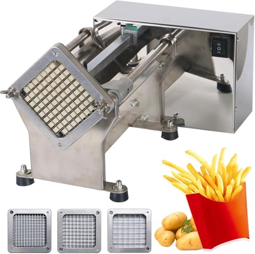 WLYPE Electric French Fry Cutter, French Fry Cutter Stainless Steel with 6mm 9mm 13mm Blade, Professional Commercial and Household French Fries Cutter, Use for Potatoes Carrots Cucumbers