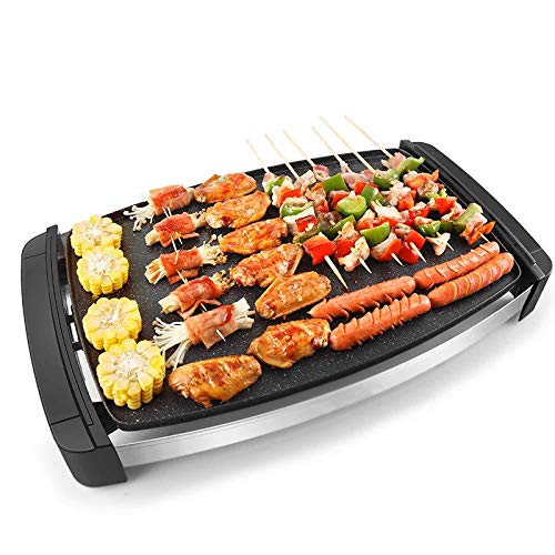 Elektrogrill Teppanyaki Elektrobackformen Esstisch Rauchfreier Grill Einstellbare Temperatur Antihaftbeschichtung 1800 W Silber - Balkon Küche,Black