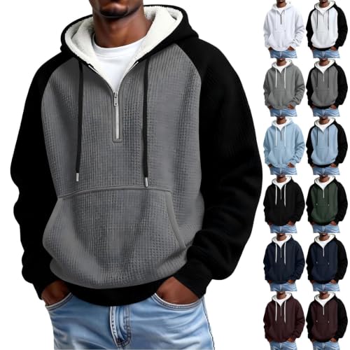 AACH Hoodie Herren Langarm Kapuzenjacke 1/4 Reißverschluss Kapuzenpullover