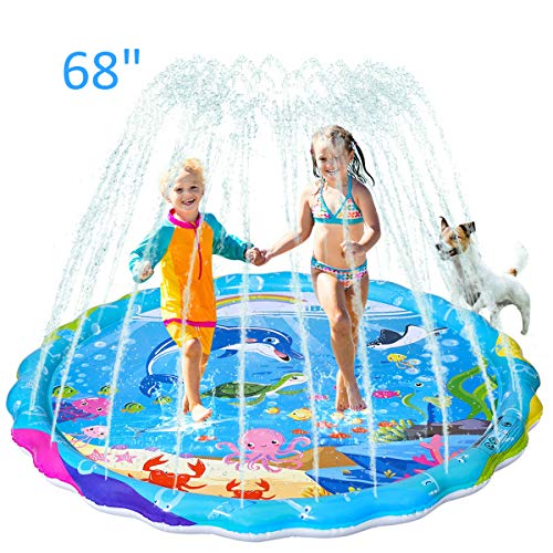 iBaseToy Sprinkler for Kids, 68" Inflatable Splash Pad Sprinkler for Toddlers Dogs, Sprinkle