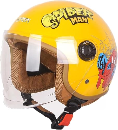 Casco Moto Per Bambini, Ragazze, Ragazzi, Certificazione ECE, Casco Jet Per Bambini Con Visiera, Casco Scooter, Casco Scooter Per Bambini, Casco Ciclomotore, Casco Bicicletta A,48-56CM