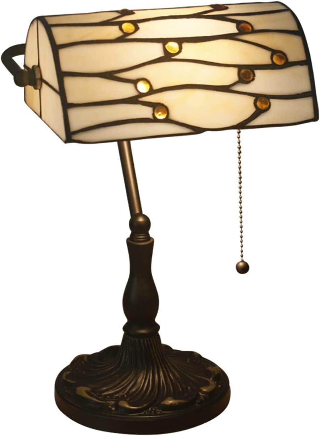 Table lamp Retro Classic Bank Glass Lampshade Room Bedroom Bedside