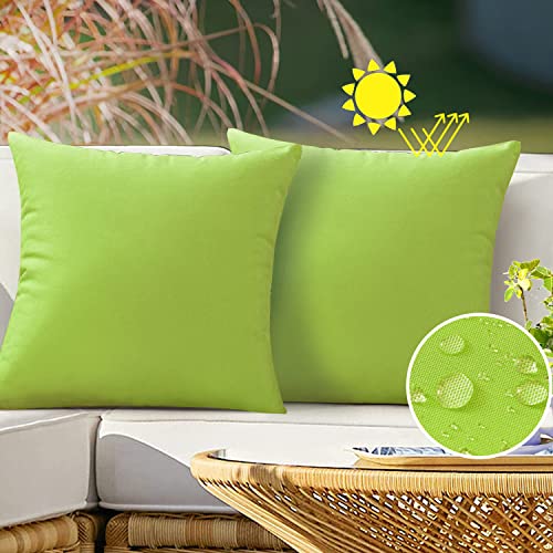 VAKADO Outdoor Waterproof Throw Pillow Covers 18X18 Set of 2 Decorative Green Patio Furniture Summer Cushion Cases Outside Decor for Couch Garden Bench Porch