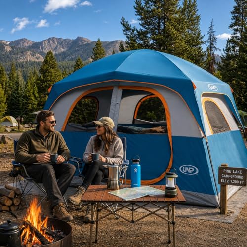 UNP Tents 6 Person Waterproof Windproof Easy Setup,Double Layer Family Camping Tent with 1 Mesh Door & 5 Large Mesh Windows -10'X9'X78in(H) image 3