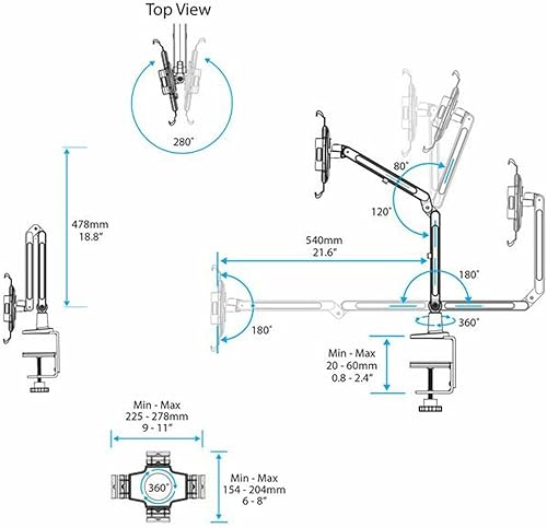 Miniatura 3 de StarTech.com Brazo articulado para tablet de 9 a 11 pulgadas, soporte para tablet iPad o Android, con cerradura, acero (ARMTBLTIW)