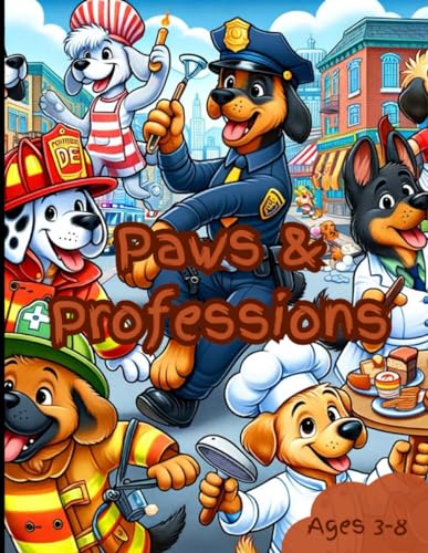 Paws & Professions Coloring Book: Fun and silly dog coloring book to teach children about different jobs in their community ages 3 to 8