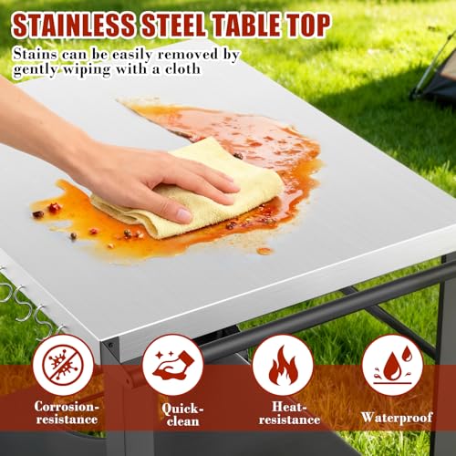 Image of Grill Table Stand with Wheels, 24.4 inch x 38.3 inch x 30.9 inch