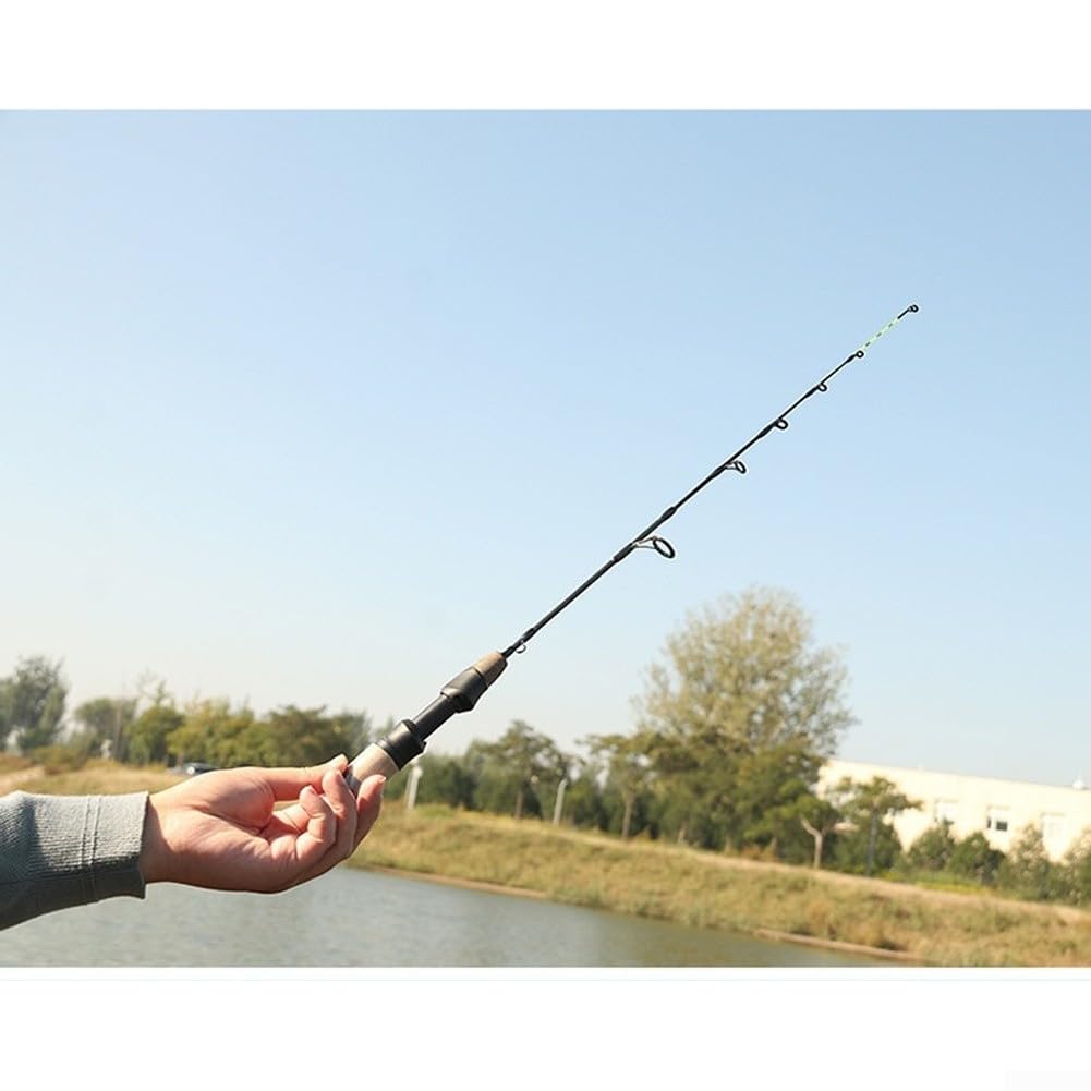 Caña de pescar telescópica de fibra de carbono de 60 cm para pesca en hielo con puntas dobles suaves y duras que proporcionan sensibilidad y rendimiento