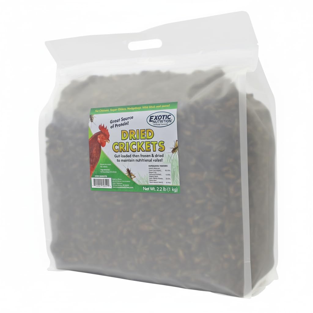 Dried Crickets (2.2 lb.) - High Protein Insect Treat - Chickens, Wild Birds, Hedgehogs, Bluebirds, Reptiles, Sugar Gliders, Opossums, Skunks, Lizards, Bearded Dragons, Fish, Amphibians, Turtles