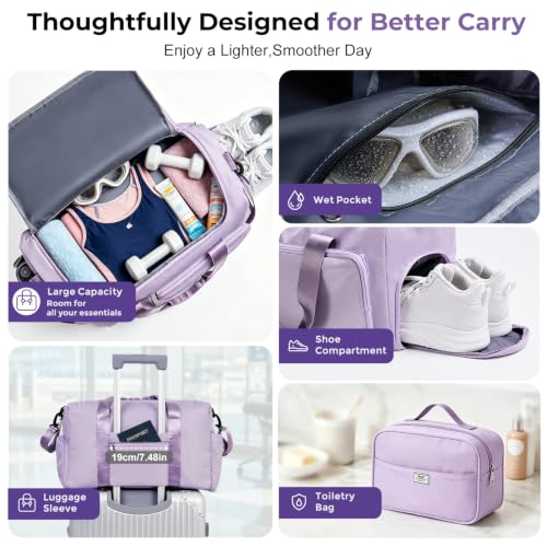 Image of FIORETTO Women's Gym Duffle Bag with Shoes Compartment, 30L Capacity, Ideal for Travel, Gym, Sports, Duffel, Weekender