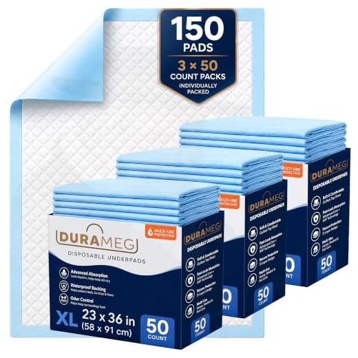 Chucks Pads Disposable [150-Pads] Underpads 23x36 Incontinence Chux Pads Absorbent Fluff Protective Bed Pads, Pee Pads for Babies, Kids, Adults & Elderly | Puppy Pads Large for Training Leak Proof